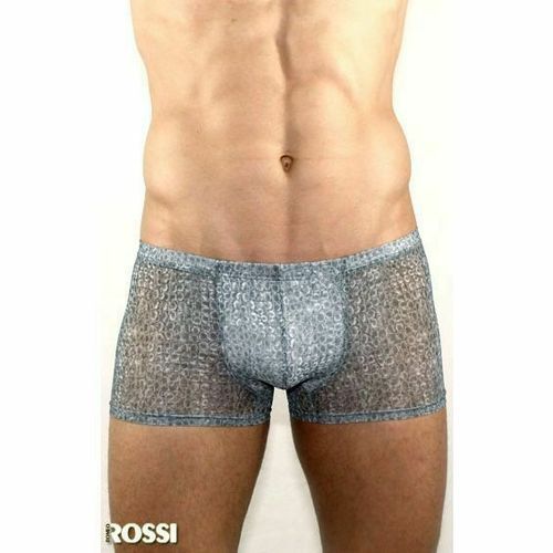 Мужские трусы боксеры прозрачны серые с рисунком змеиной чешуи Romeo Rossi Snake Grey Boxer
