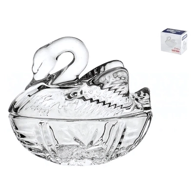 Ваза с крышкой 13.5см H-12см, размер 13.5см Лебедь