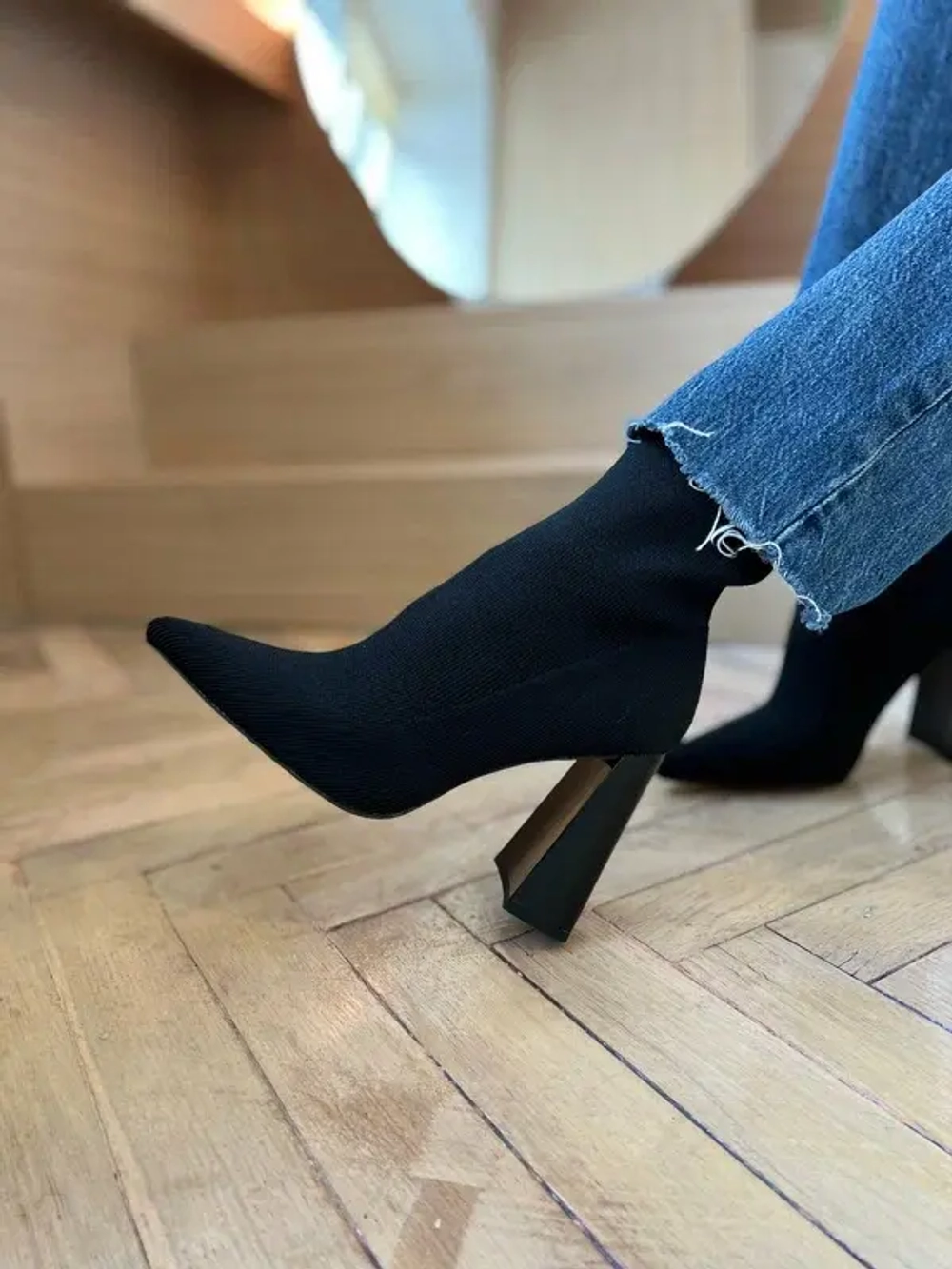 Ботильоны стрейч-текстиль