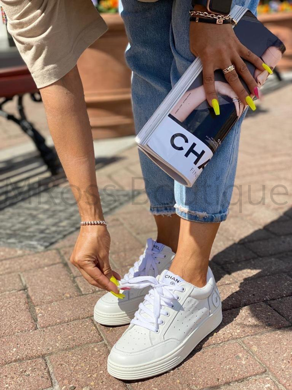 Белые кроссовки Chanel Шанель люкс класса