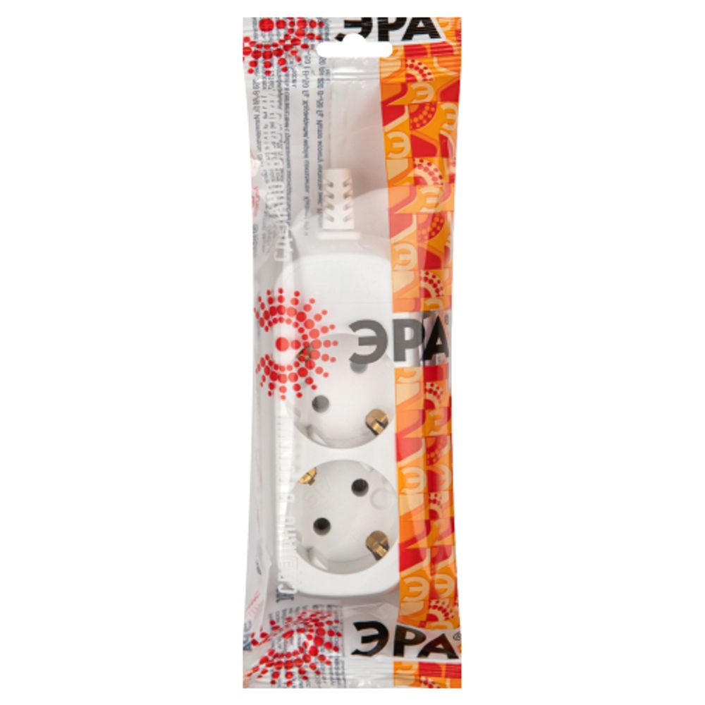 Колодка ЭРА KX-2e 2 розетки с зазeмлением белая | Колодки