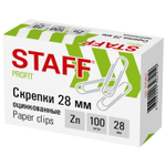 Скрепки STAFF 28 мм оцинкованные 100 шт. в картонной коробке (30 штук в упаковке)