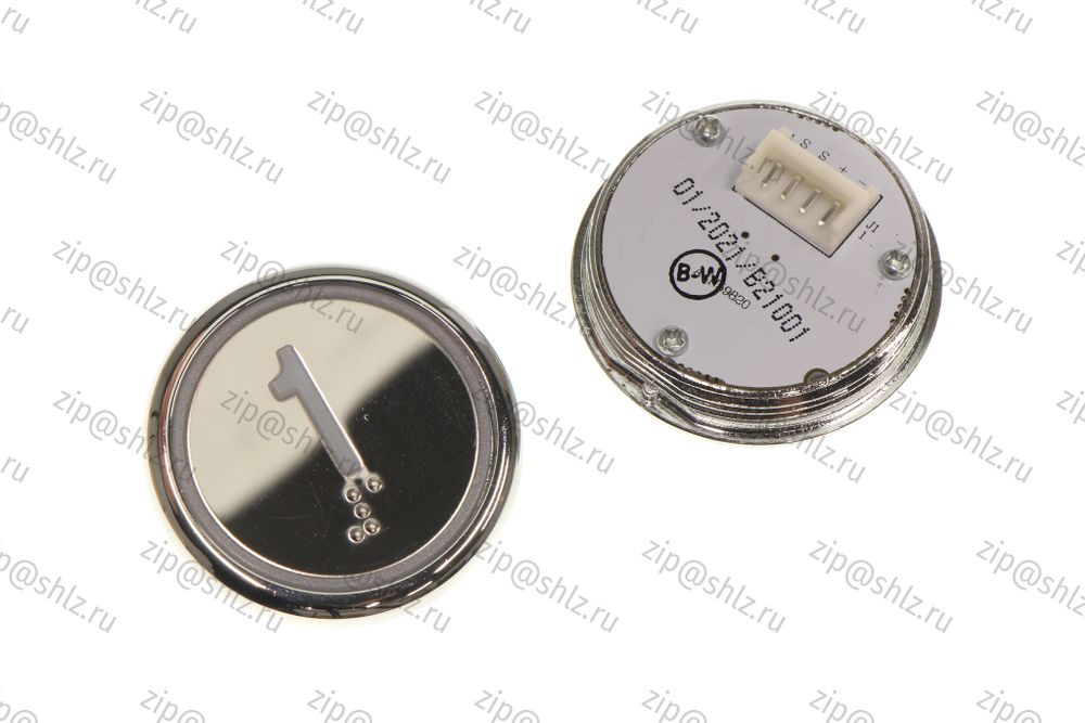 Кнопка (кнопочный модуль) BBP-R550-MRWM-S-W-01-C &quot;1 этаж&quot;, круглая, статическая белая подсветка, с кодом Брайля.