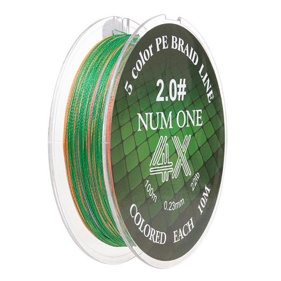 Шнур NUM ONE PE4X-100M 2.0#/0,235 mm Multi Colour Ryobi