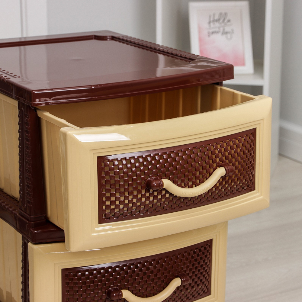 Комод 3-х секционный "Дельфин" темно-коричневый/бежевый