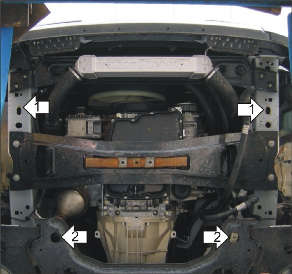 Защита картера Двигателя, КПП, Радиатора. 2 мм, Сталь. для Ford Transit 2006-2011 MOTODOR.00748