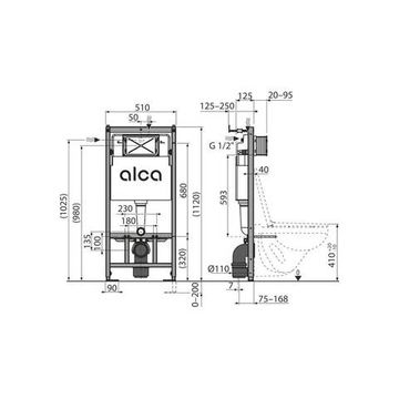 Инсталляция AlcaPlast AM101/1120-4:1 RU M671-0001, кнопка M671 хром, с шумоизоляцией