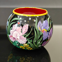 Вазочка с ручной росписью Палех "Ирисы"