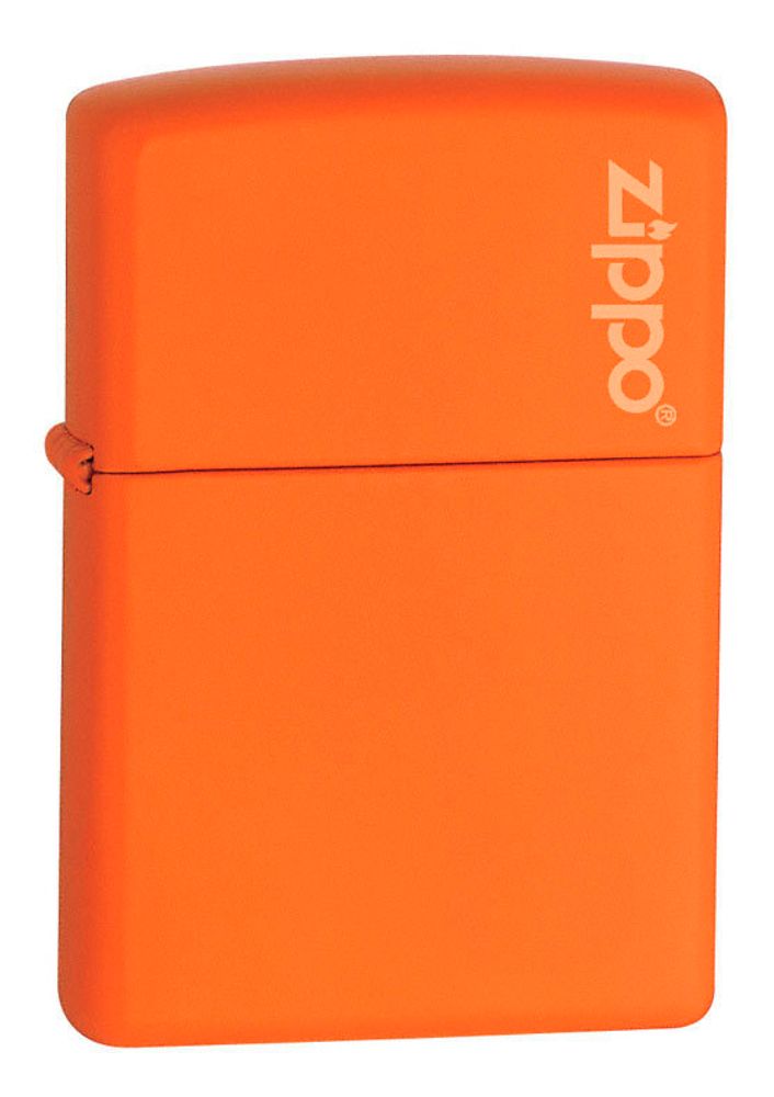 Зажигалка Zippo Orange Matte Logo, латунь/сталь, оранжевая с фирменным логотипом, матовая