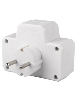 Разветвитель бытовой с заземлением и выключателем JAZZway AD-2GS 16 А (3500ВТ)