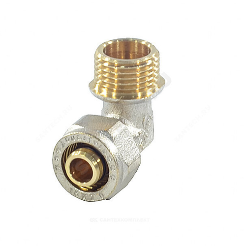 Угольник МП латунь никель обжим Дн 20х1/2"х90гр НР ГОСТ 32415-2013 7006 Aquasfera 7006-03