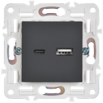 SKANDY Розетка USB A+C 18Вт SK-R13G графит IEK
