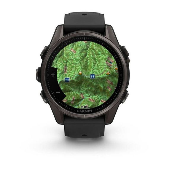 Garmin Fenix 8 AMOLED Sapphire 43 мм – с титановым DLC корпусом, пепельно-серый ремешок