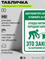 Табличка "Контролируйте питомцев и убирайте за ними" на дверь и забор, для двора, дома, подъезда, 40х30 см, Silver Plane x Айдентика Технолоджи