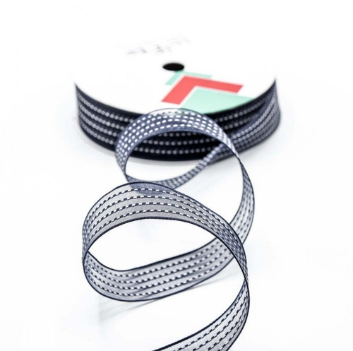 Лента органза в полоску (Люкс)Тёмно-синяя