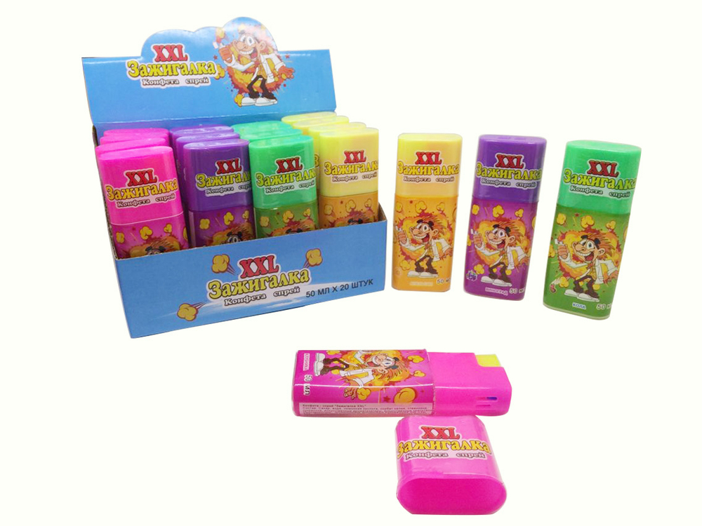 Жидкая конфета "Спрей Зажигалка XXL" 12бл*20шт*50гр