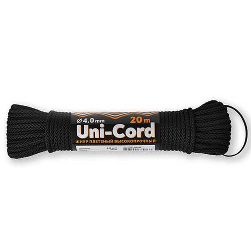 Шнур плетеный UNI-CORD  4,0 мм, (20 м) черный, евромоток