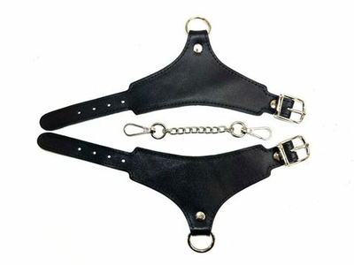 Черные гладкие кожаные наручники Black Phoenix (Цвет: черный)