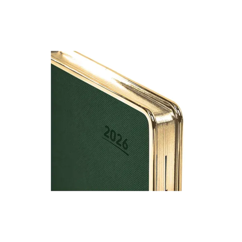 Ежедневник датированный 2026 А5 148х218 мм, GALANT "Infinity Gold", под кожу, темно-зеленый, 117504
