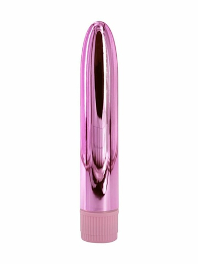 Розовый глянцевый пластиковый вибратор - 14 см. (Цвет: розовый)