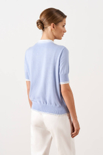 23005 Джемпер женский (голубой / молочный)