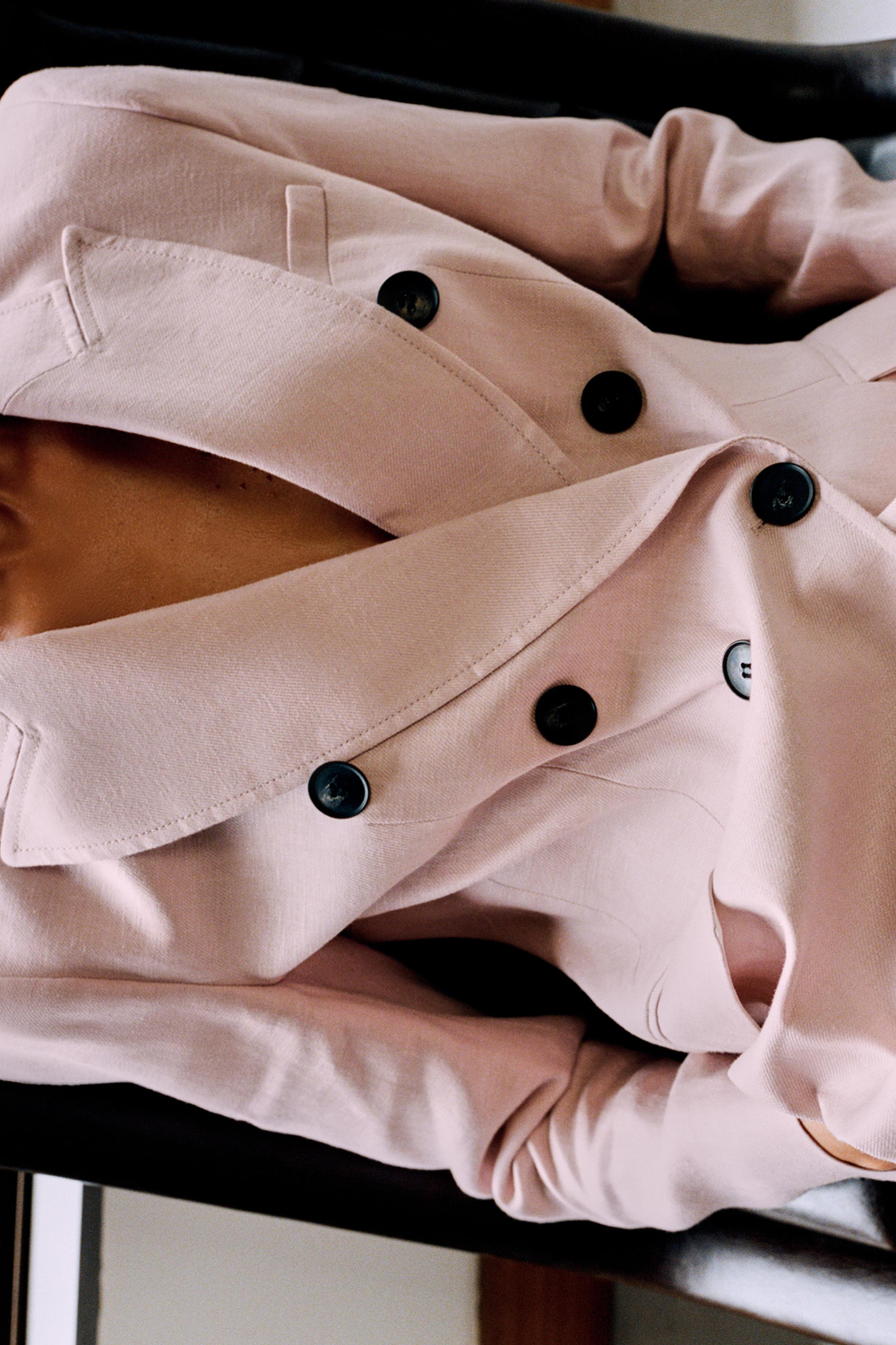 ZARA ДВУБОРТНЫЙ БЛЕЙЗЕР ИЗ 100% ЛЬНА, ТЕЛЕСНО-РОЗОВЫЙ