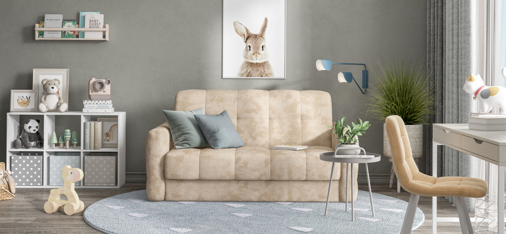 Диван Босс Слип 140 Велюр Алькантара пепел