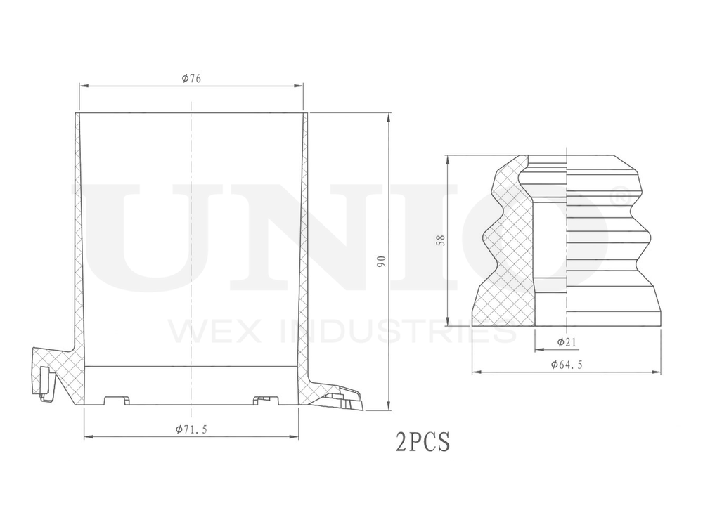 Комплект пыльник и отбойник UNIO DUC-50051