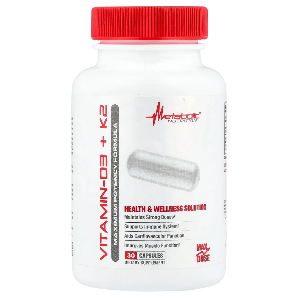 Metabolic Nutrition, витамины D3 и К2, 30 капсул