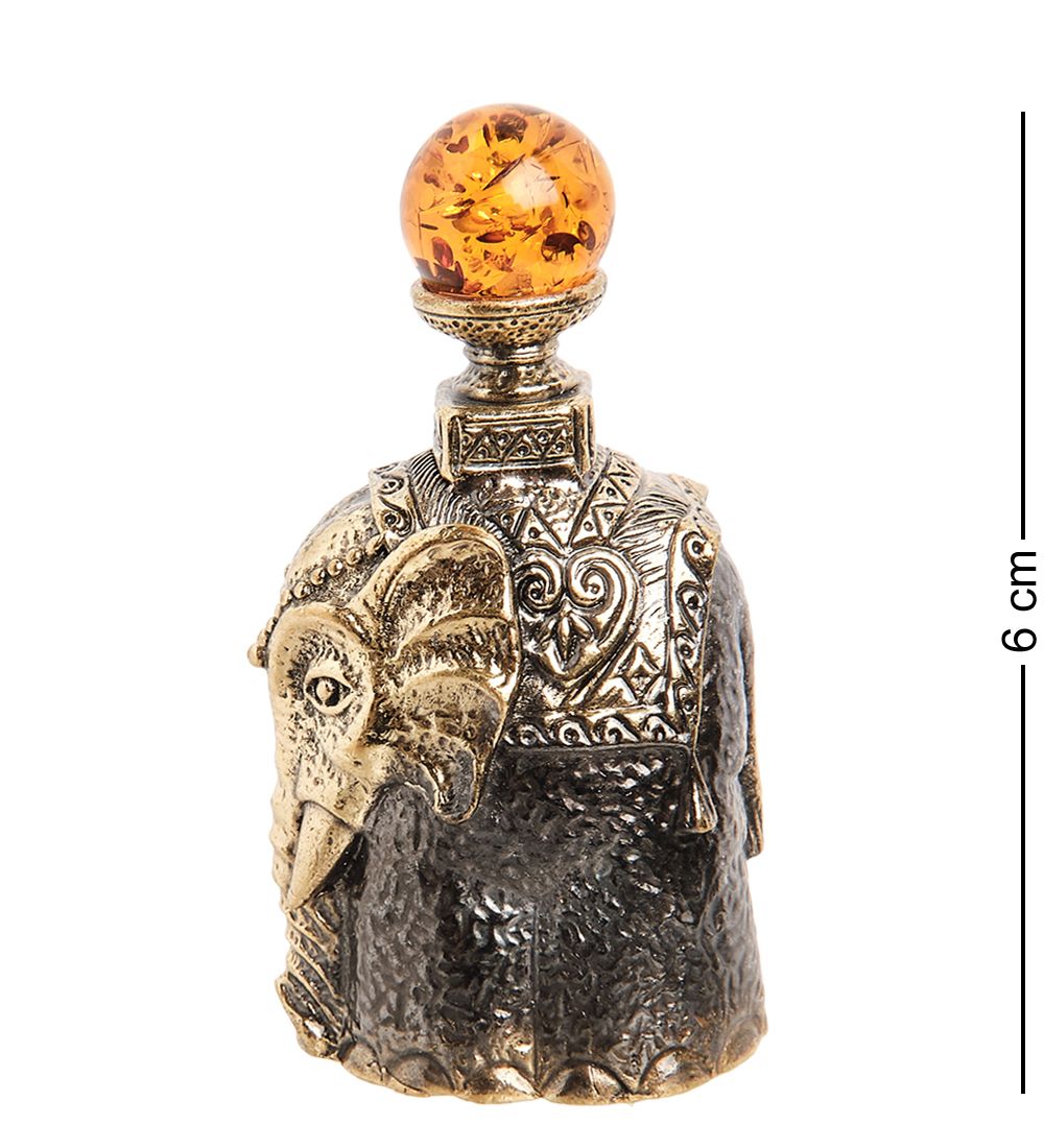 AM-2016 Фигурка «Колокольчик-Слон индийский» (латунь, янтарь)