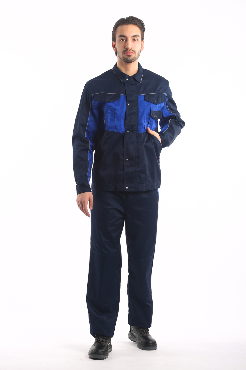 Костюм "Монтана" куртка/брюки, тк. 245г/м , Цвет: темно синий/ василек