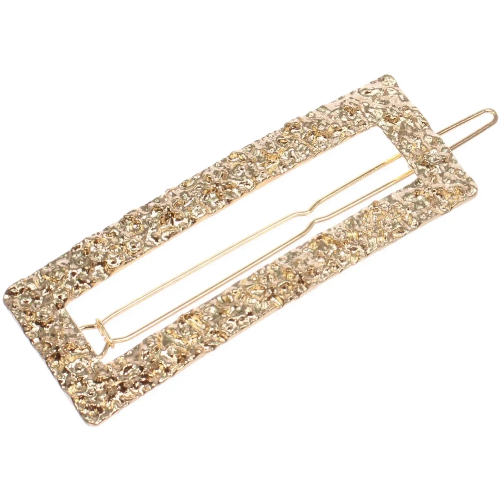 Зажим для волос на блистере «АТЛАНТА», прямоугольник, цвет золото, 6.5*2.5см (пакет с подвесом)