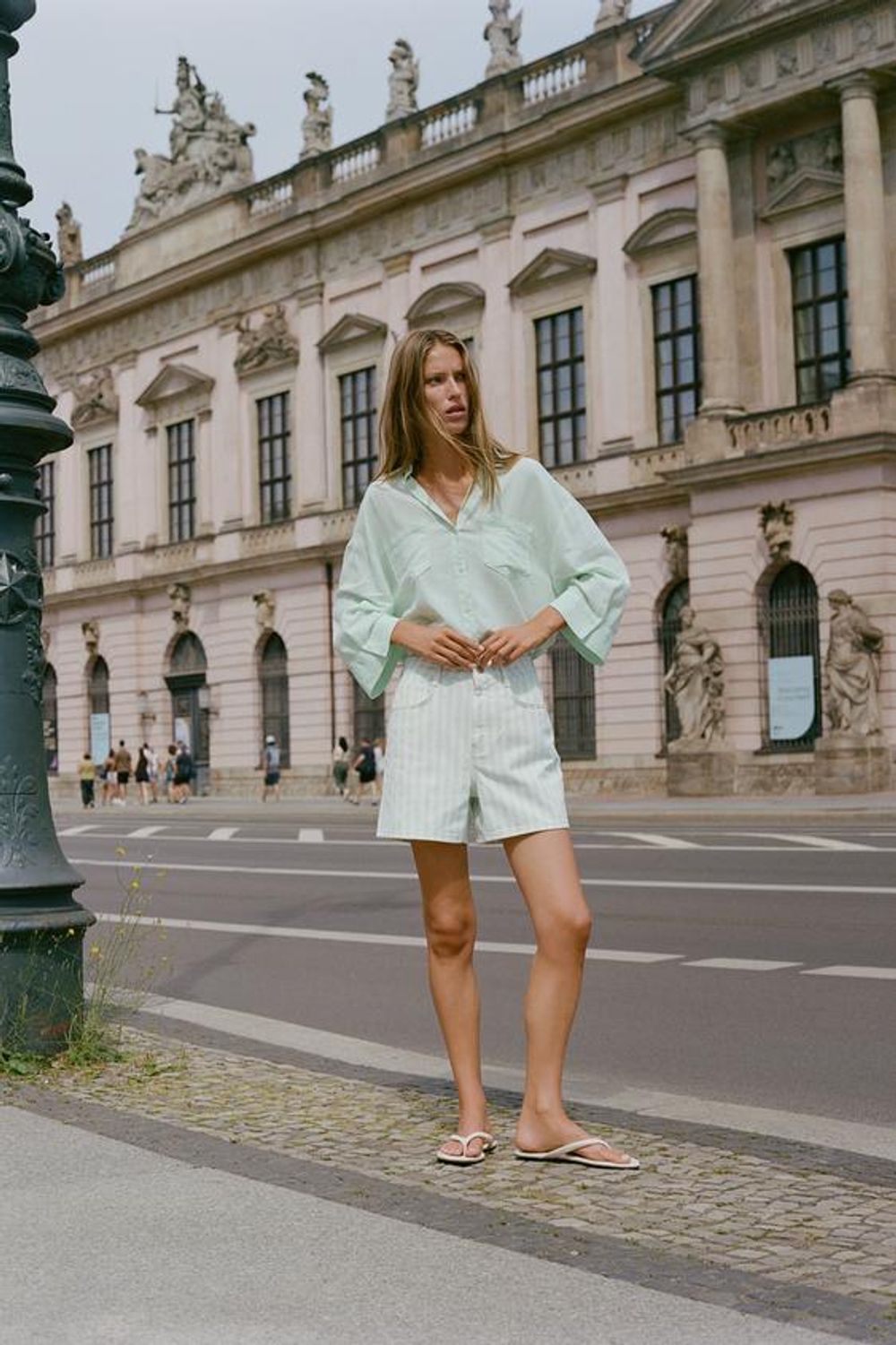 ZARA ШОРТЫ Z1975 MOM FIT, ПОЛОСКИ