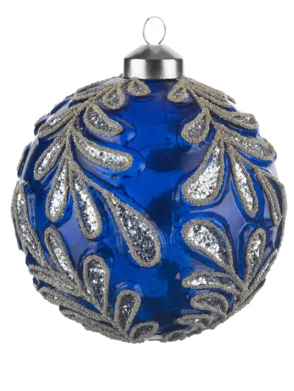 Винтажный стеклянный шар Графские сады Лобелия 10 см., 1 шт., Karlsbach (09826)