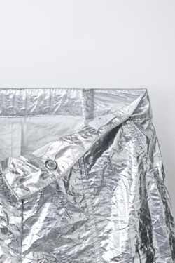 ZARA МЕТАЛЛИЗИРОВАННЫЕ БРЮКИ BARREL, СЕРЕБРИСТЫЙ