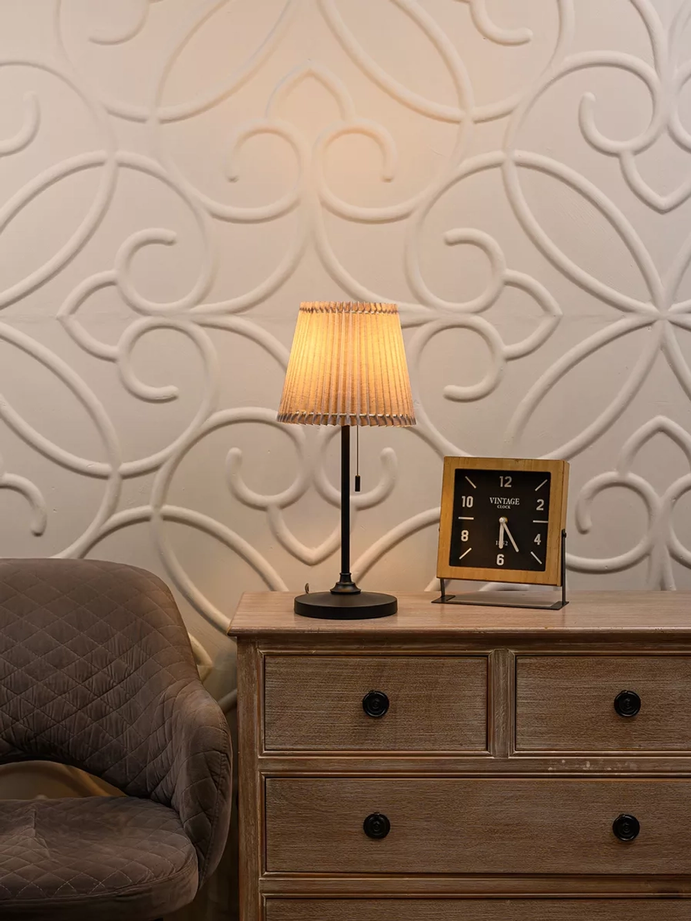 Торшер настольный с абажуром из ткани