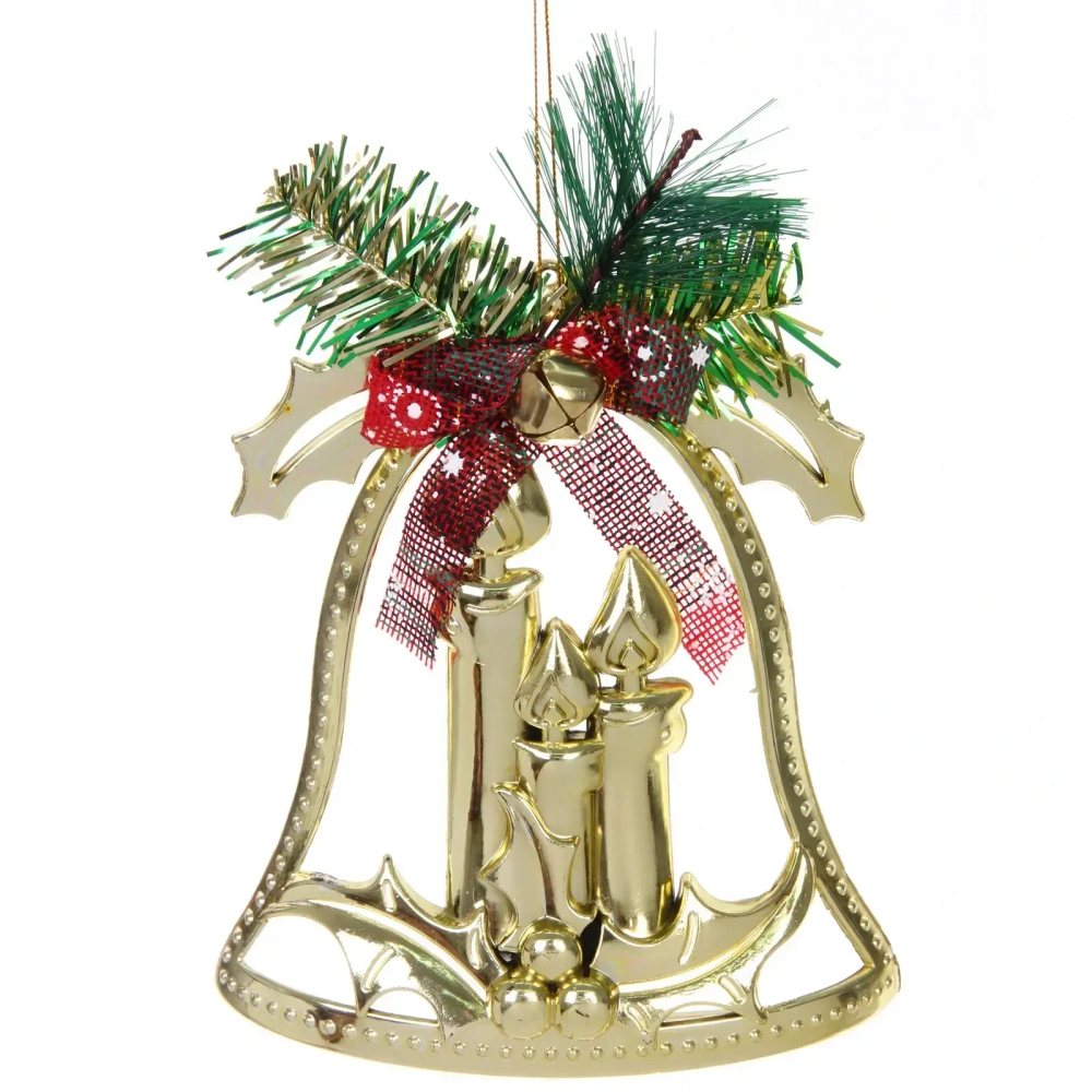 Украшение новогоднее «Колокольчик-Зимние свечи» 18*14 см, Золото