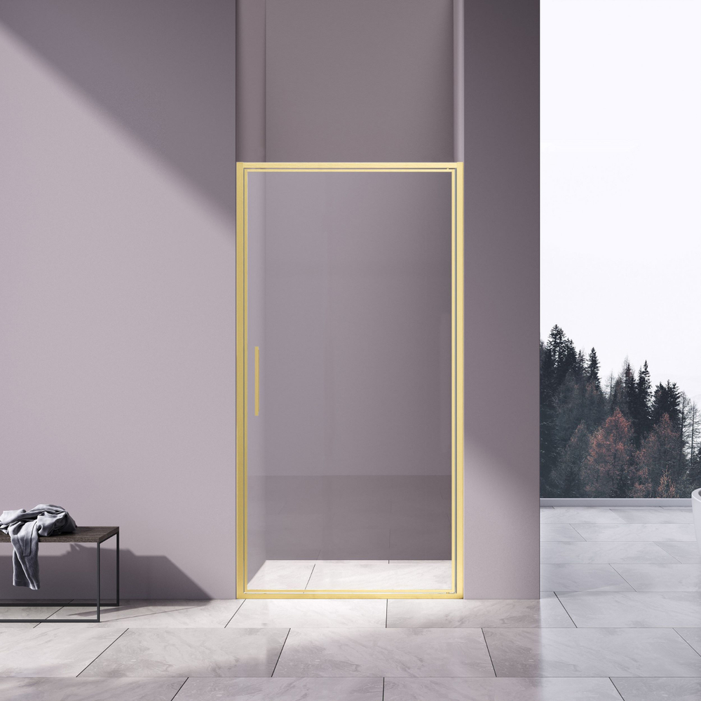 Душевая дверь Slim 8mm VDP-4SL100CLG, брашированное золото, стекло прозрачное