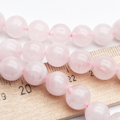 Розовый кварц бусины, диаметр 10-10,4 мм, цена за 9 шт (1/4 нити)