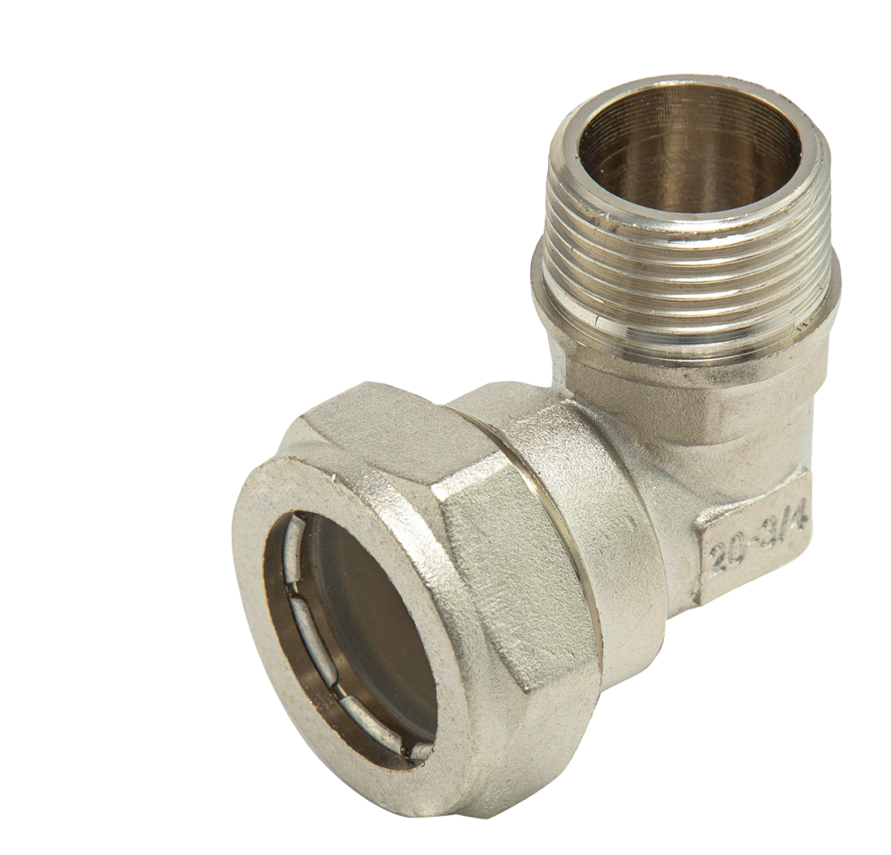 НИКЕЛЬ Уголок для гоф. трубы 20х1/2 нар. VER-PRO (100/5шт)