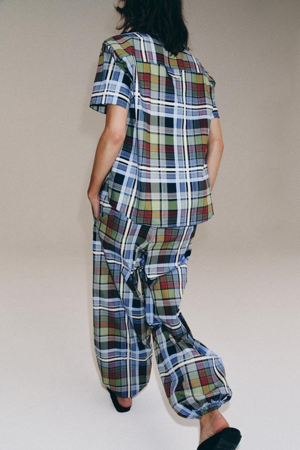 ZARA БРЮКИ-БАГГИ В КЛЕТКУ — ZW COLLECTION, РАЗНОЦВЕТНЫЙ