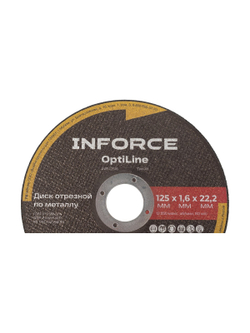 Диск отрезной по металлу OptiLine (125x1.6x22.2 мм) упаковка 20шт. Inforce INB12516-20