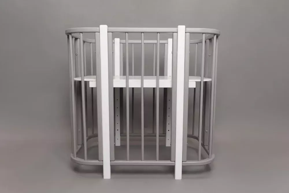 Кроватка-трансформер 4 в 1 "МеrryHappy Caramel" (МерриХэппи Карамель) 120*60 см, цвет серый с белыми вставками