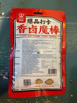 Соевая закуска Острые колбаски Shuang Jiao, 62 гр (Китай)