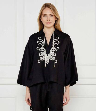 Льняная рубашка Twinset U&B - черный(251LB2FCC)