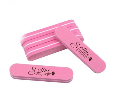Пилка-баф (шлифовщик) Soline Charms - овал мини 100/180 розовая