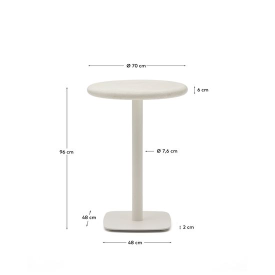 Уличный стол Dina круглый белый из цемента и стали со столешницей Ø70 см