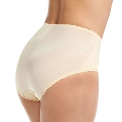 Шелковистые трусы средней степени коррекции с высокими боковыми вырезами (Размер: 4X) (Цвет: бежевый)