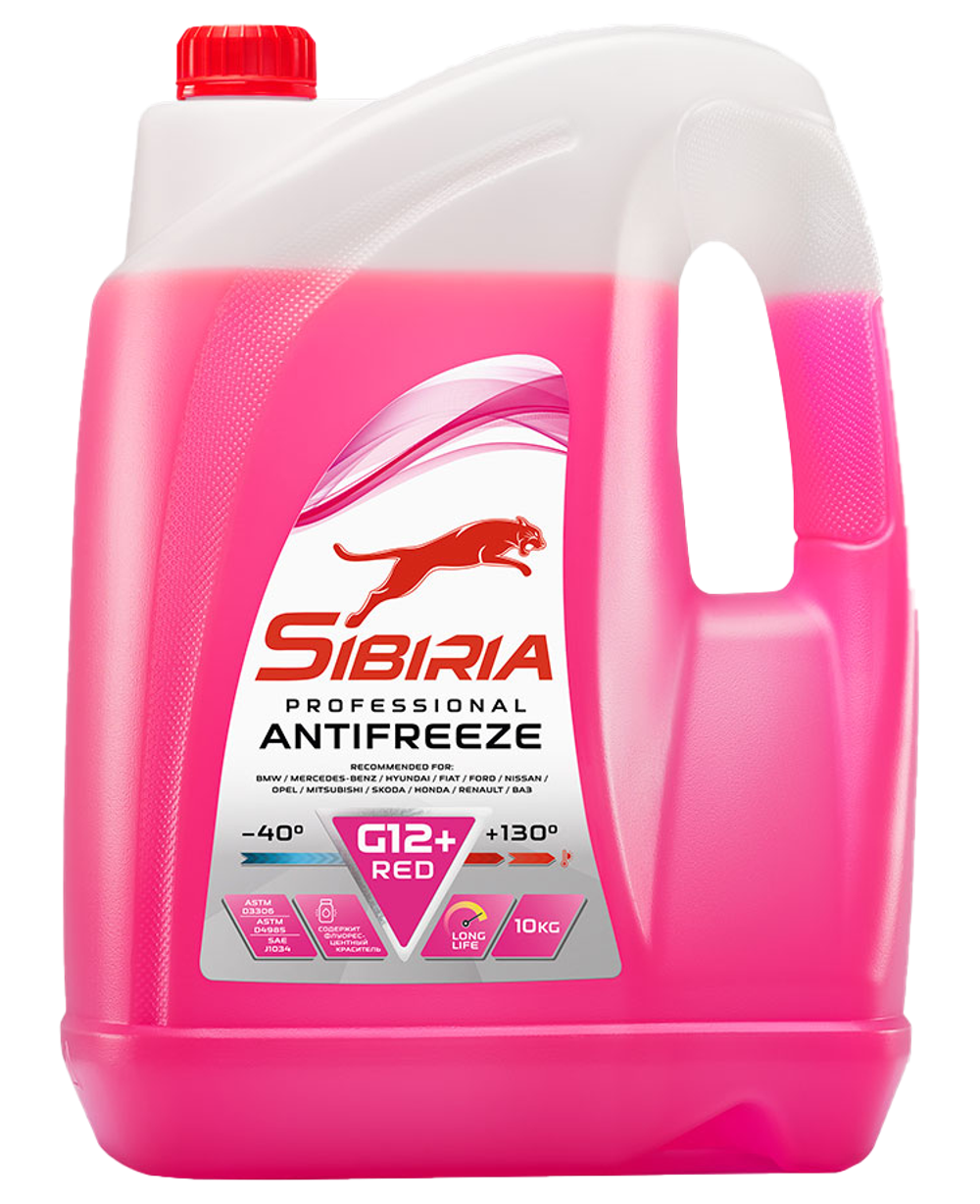Антифриз Sibiria G12+, красный, 10 кг