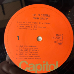 Винтажная виниловая пластинка LP Frank Sinatra, This Is Sinatra (Япония 1975) (Без Оби)